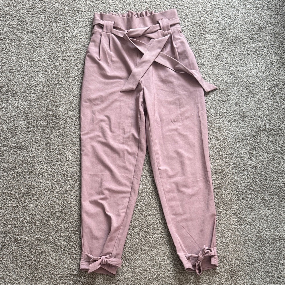 Grace Karin Blush Tie-Waist Cropped Pants